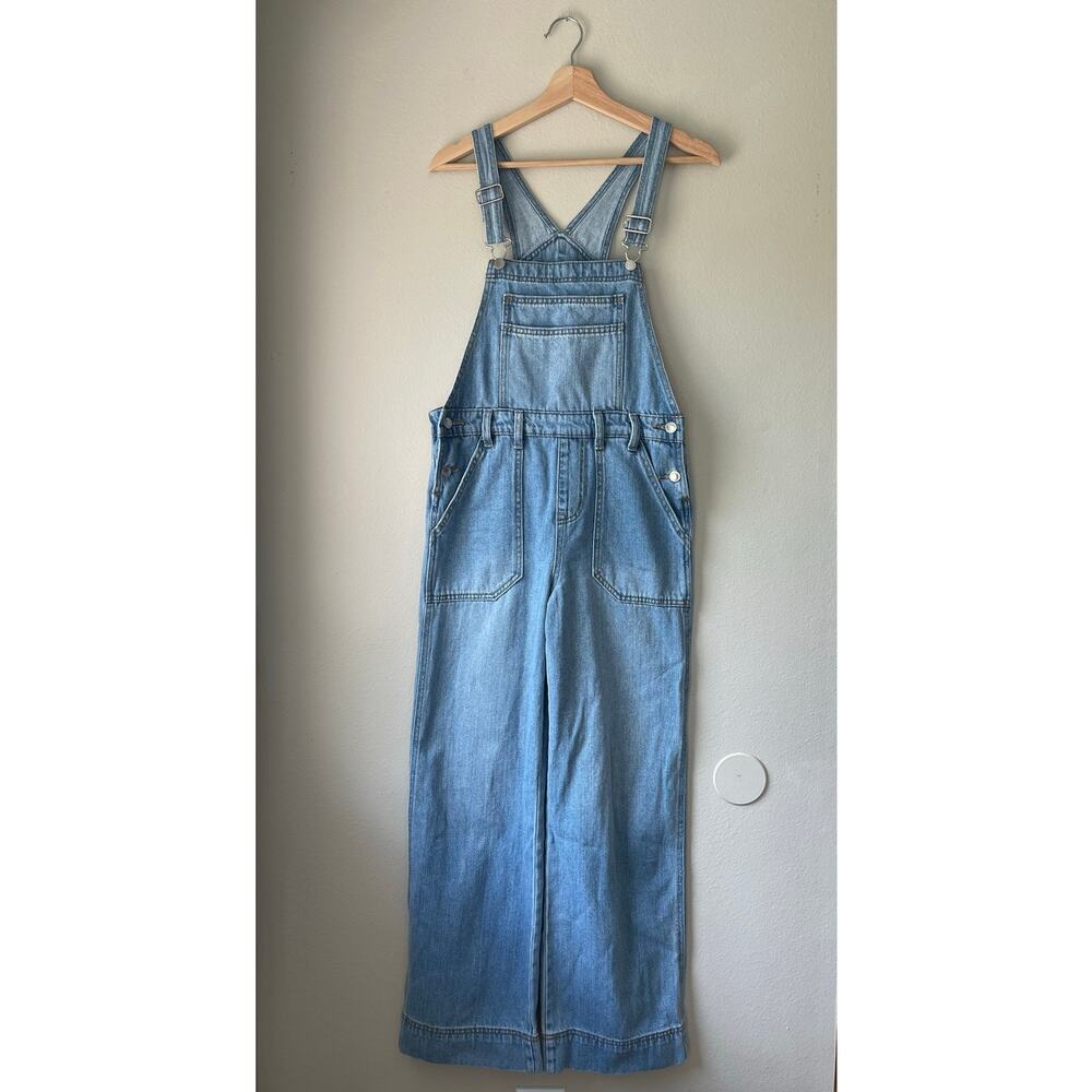 Universal Thread Wide Leg Sailor Pocket Light Wash Denim Overalls – Size 0